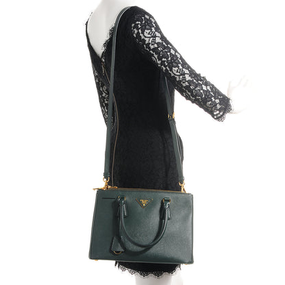 Prada Saffiano Lux Small Double Zip Tote Smeraldo 2 of 13