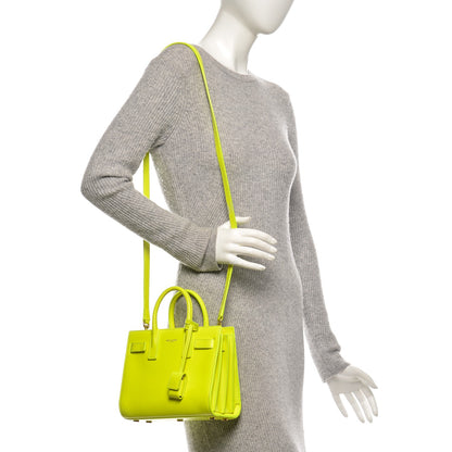 Saint Laurent Calfskin Nano Sac De Jour Neon Yellow 2 of 7