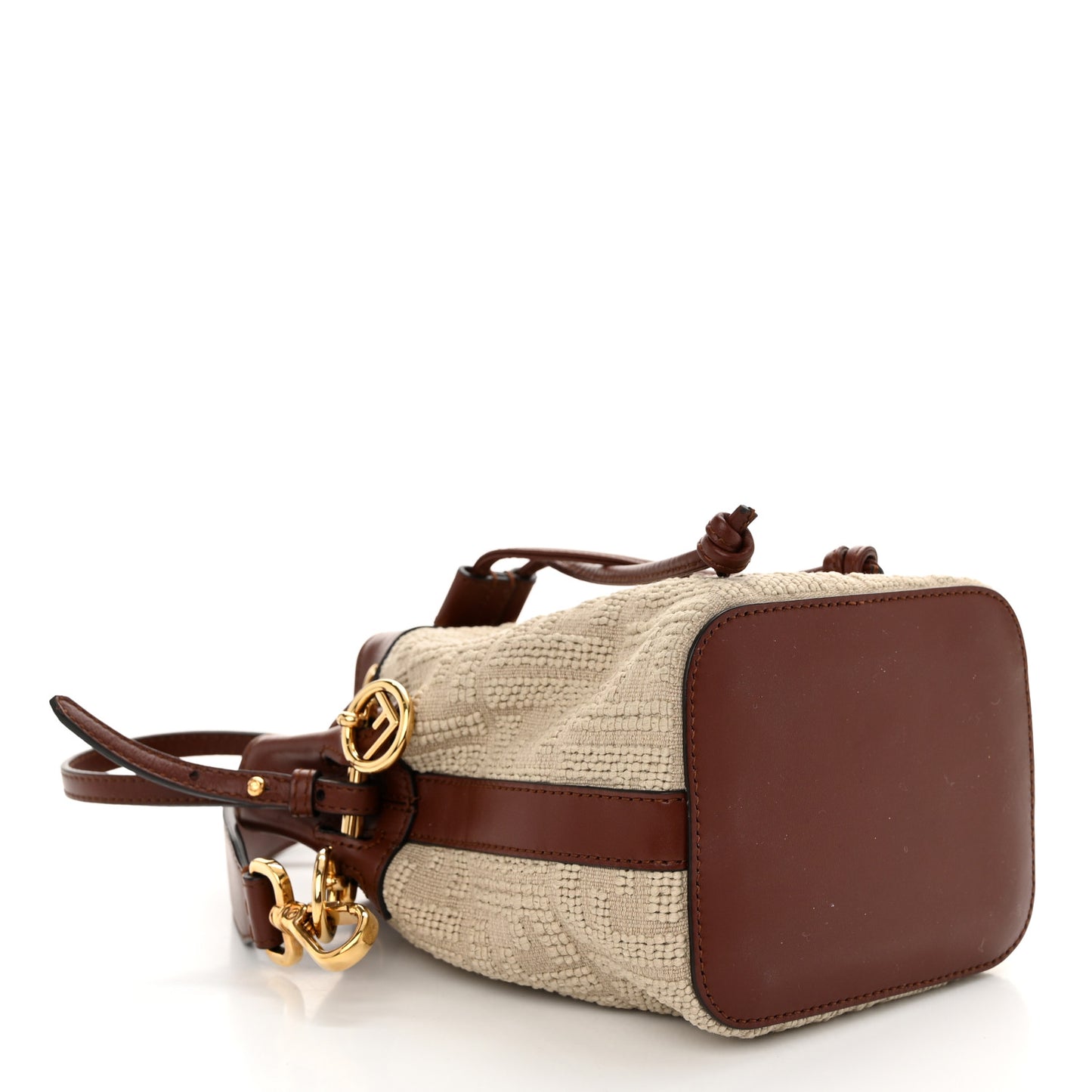 Sardinian Jacquard Vitello King F is Fendi FF 1974 Embroidered Mini Mon Tresor Bucket Bag Corda Praline