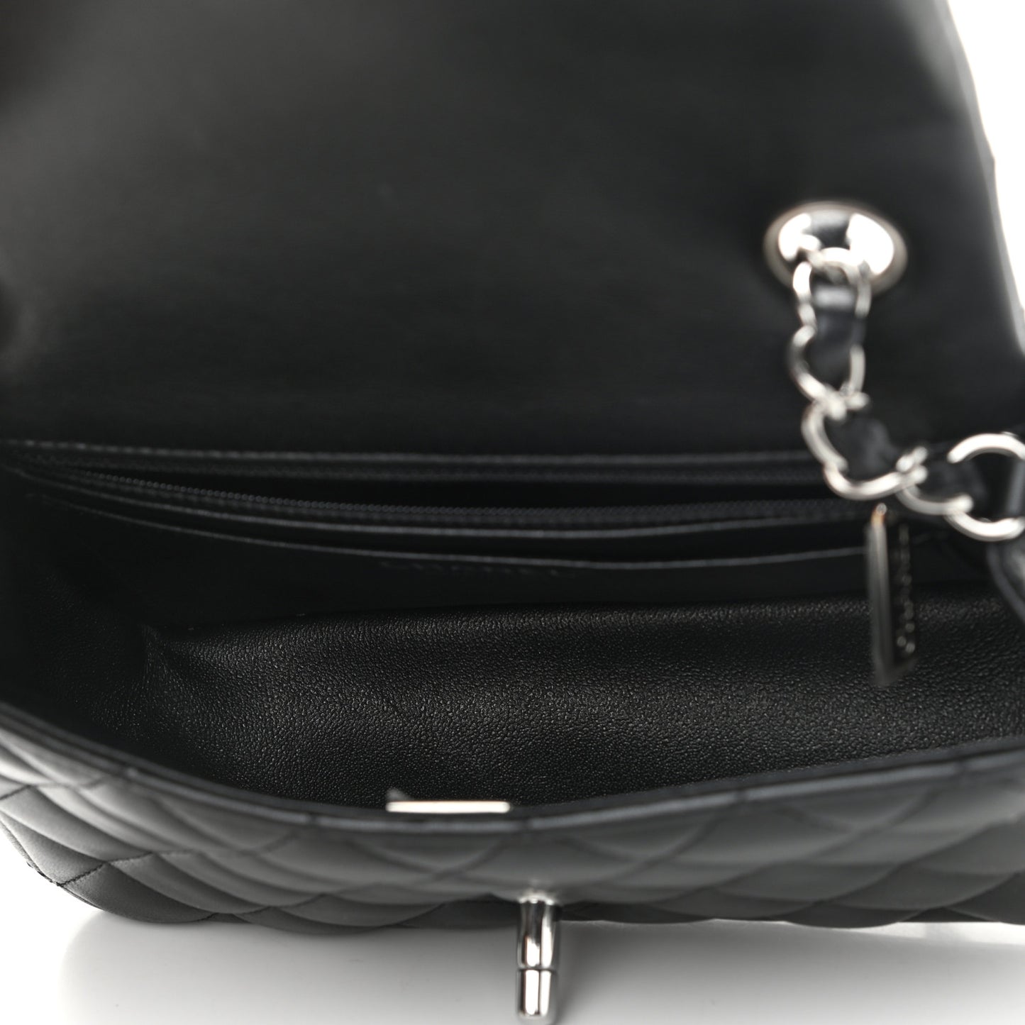 Lambskin Quilted Mini Rectangular Flap Black