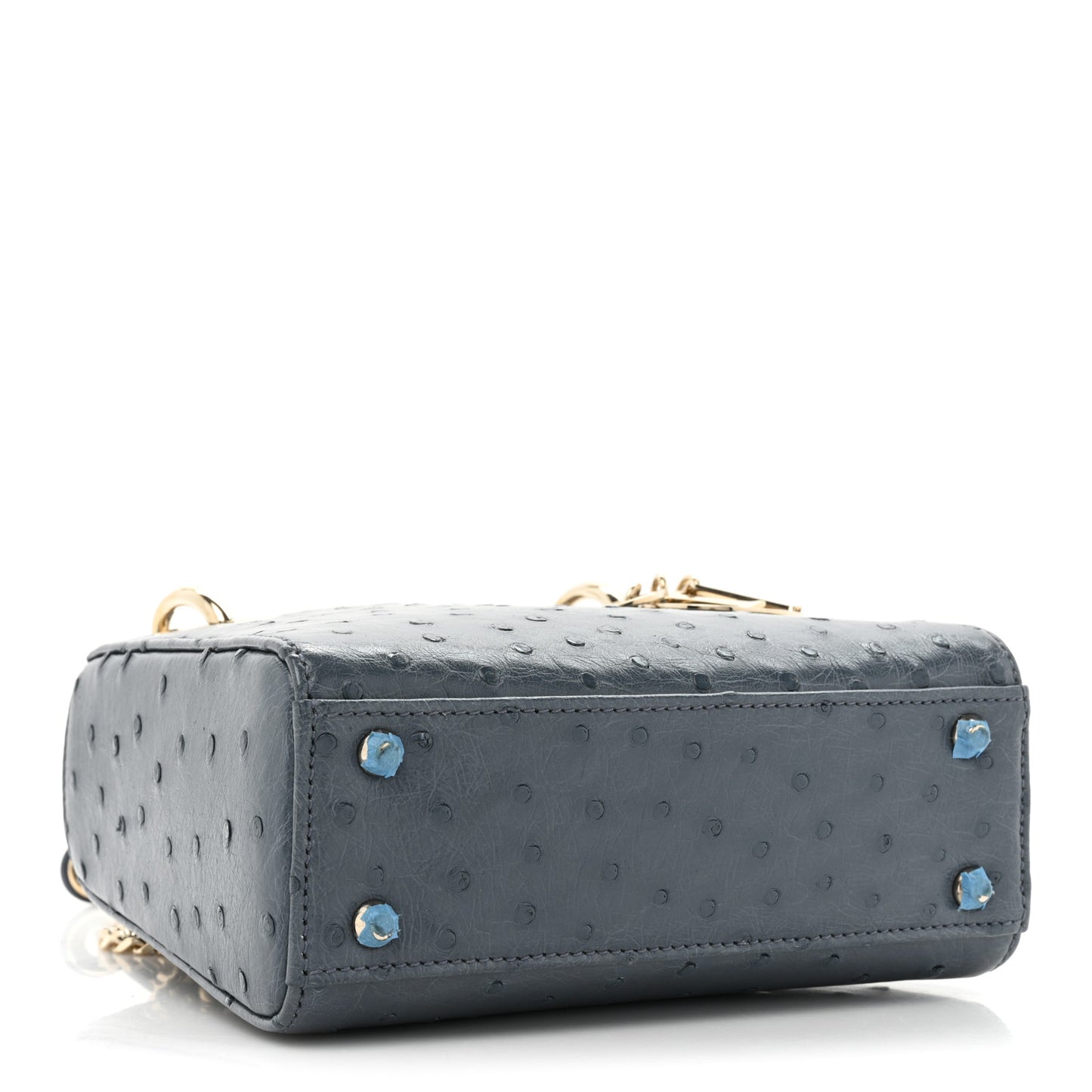 Ostrich Mini Lady Dior Dark Grey