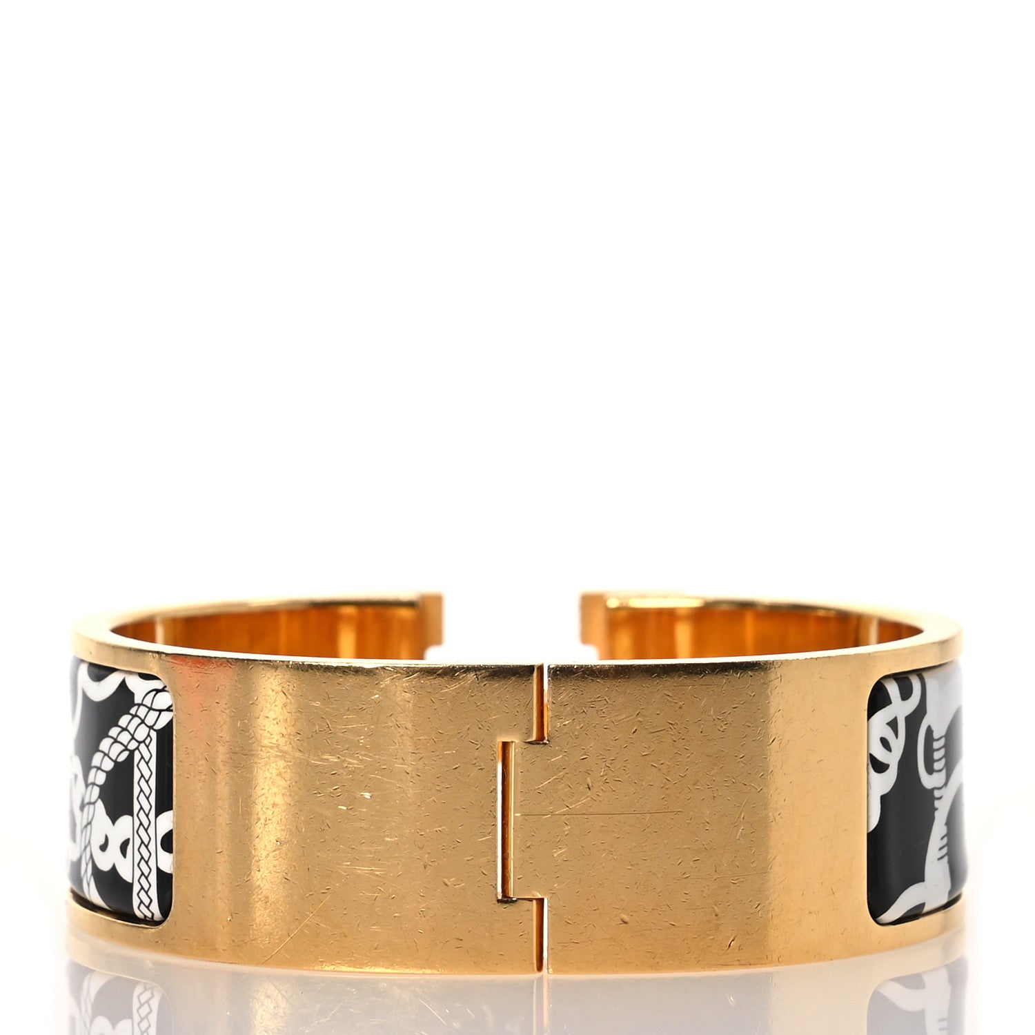 Hermes Enamel Printed Wide Panoplie Equestre Clic H Bracelet PM Positif Negatif 3 of 7