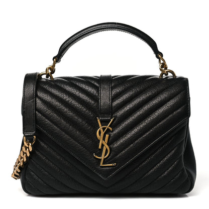 Saint Laurent Sheepskin Matelasse Chevron Monogram Medium College Bag Black 1 of 11