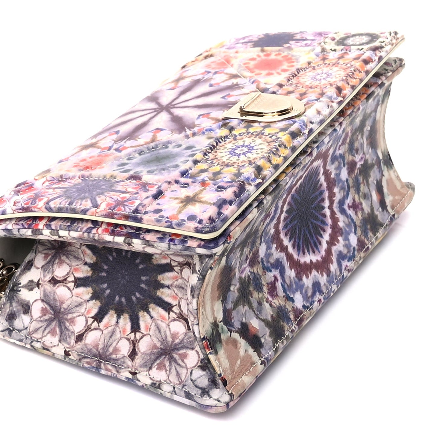 Calfskin Printed Small KaleiDiorscopic Diorama Flap Bag  Latte Multicolor