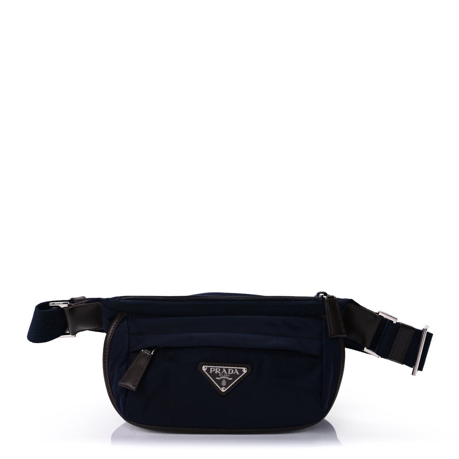 Prada Re-Nylon Suede Triangle Medium Shoulder Bag Navy Brown 1 of 7