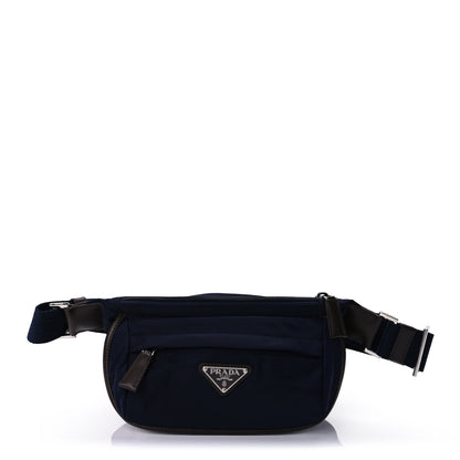 Prada Re-Nylon Suede Triangle Medium Shoulder Bag Navy Brown 1 of 7