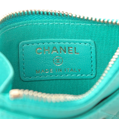 Chanel Lambskin Quilted Zip Card Holder Turquoise 6 of 10
