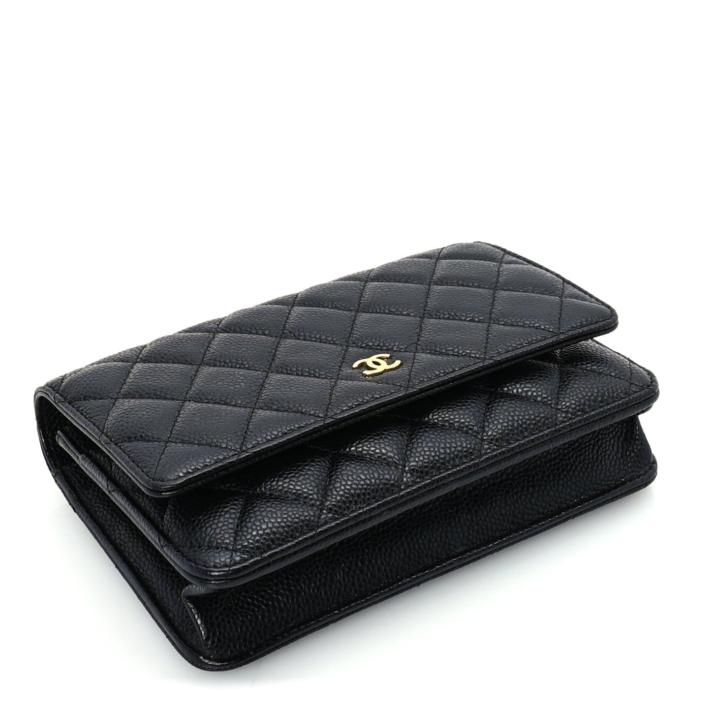 Caviar Quilted Wallet On Chain WOC  Black