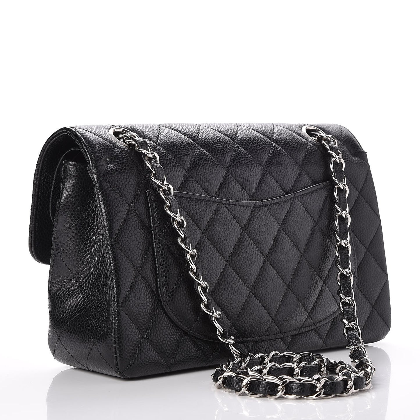 Caviar Quilted Small Double Flap Black