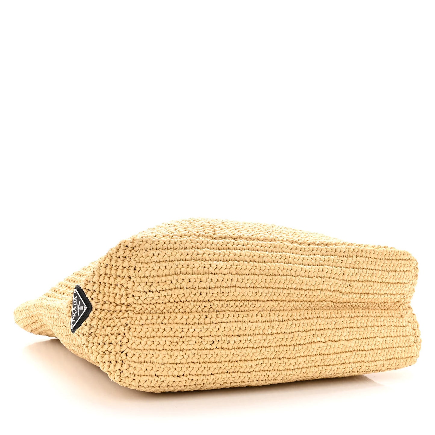 Yarn Raffia Effect Crochet Embroidered Logo Tote Naturale