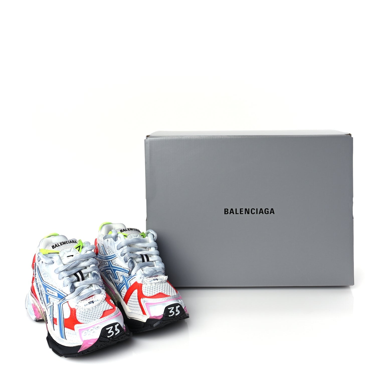 Balenciaga Mesh Rubber Womens Runner Sneakers 35 White Red Blue Pink 8 of 8