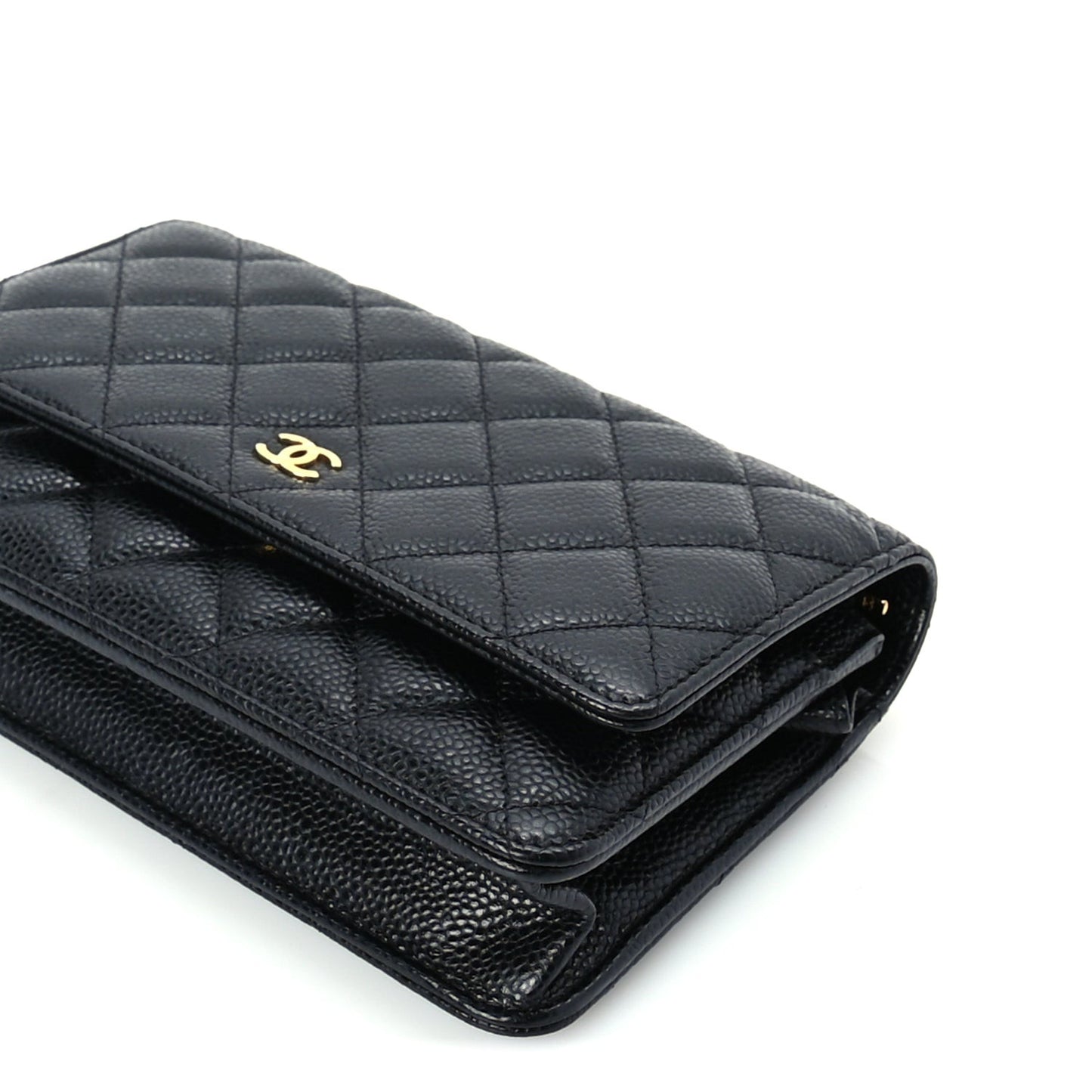 Caviar Quilted Wallet On Chain WOC  Black