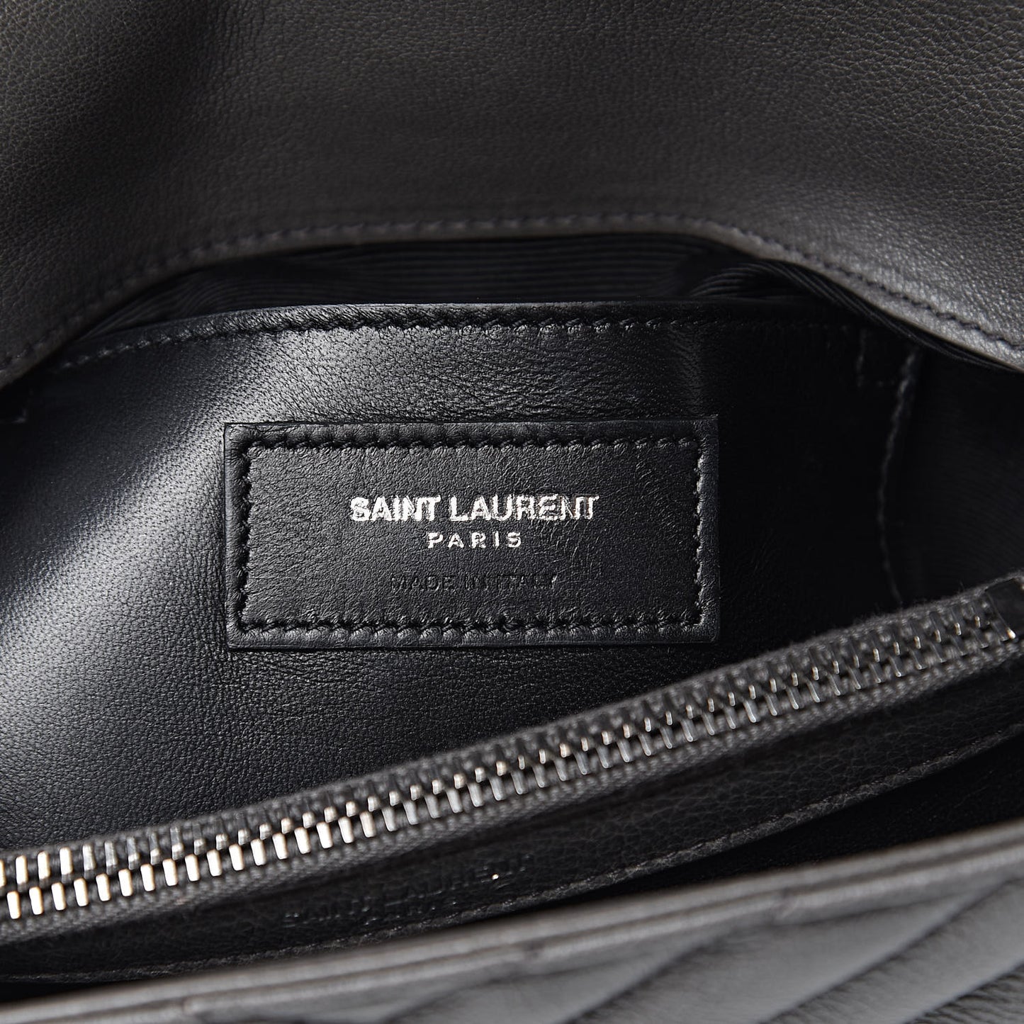 Sheepskin Matelasse Chevron Monogram Medium College Bag Light Coal