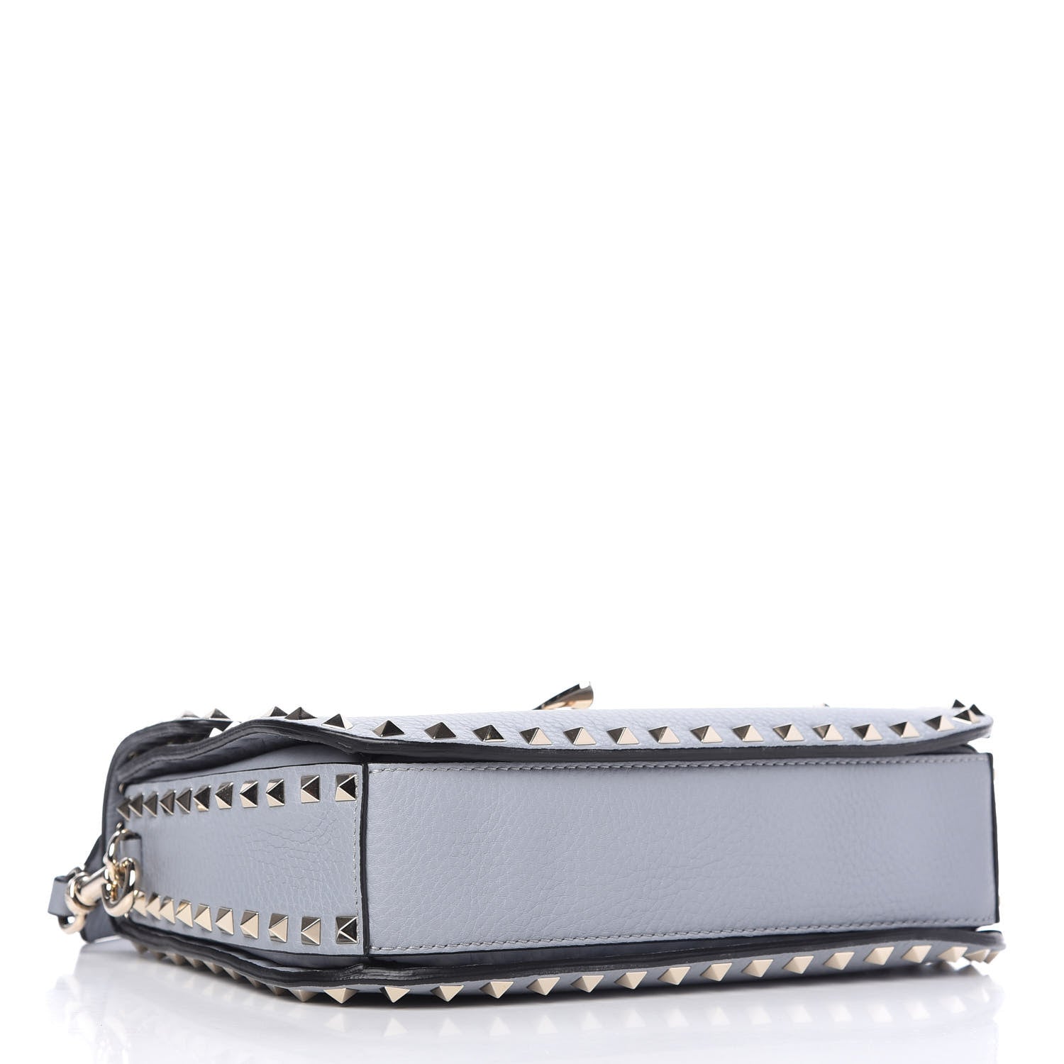 Valentino Garavani Pebbled Calfskin Medium Rockstud Flap Saddle Bag Stone 4 of 9