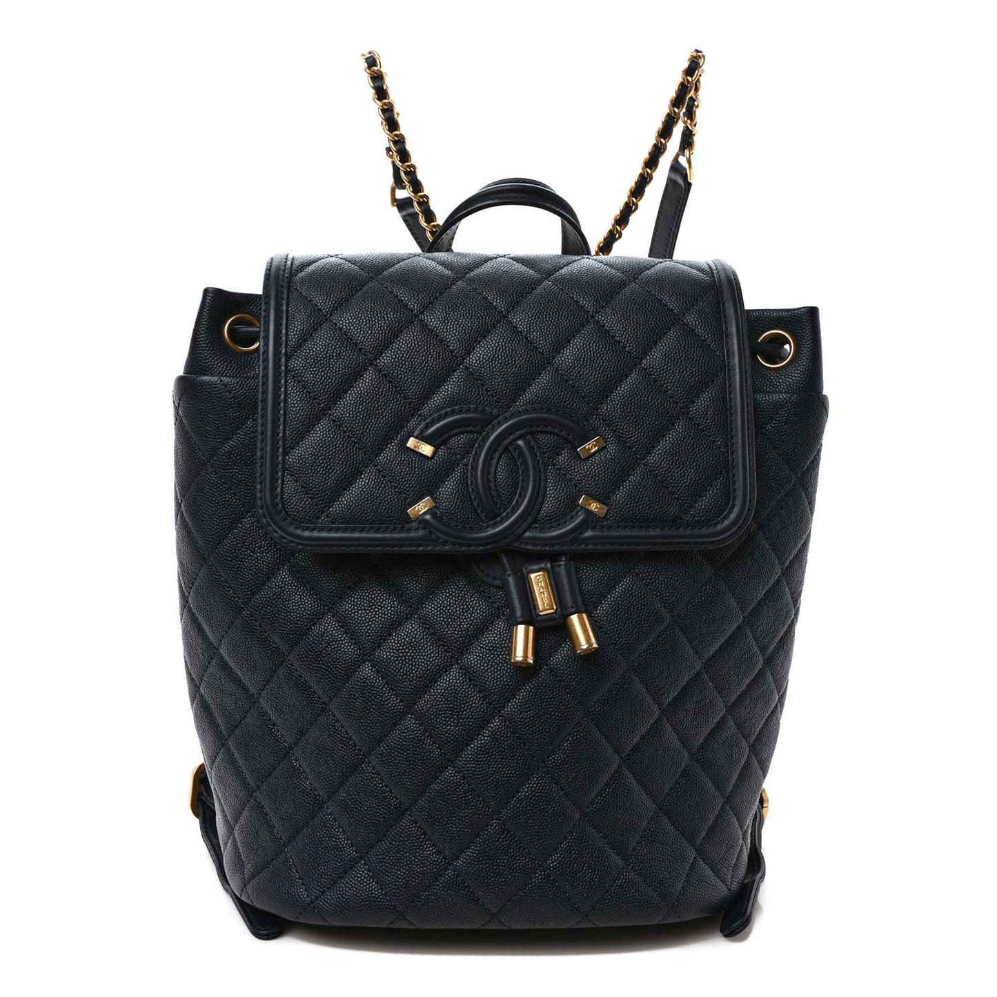 Caviar Quilted Filigree Backpack Navy