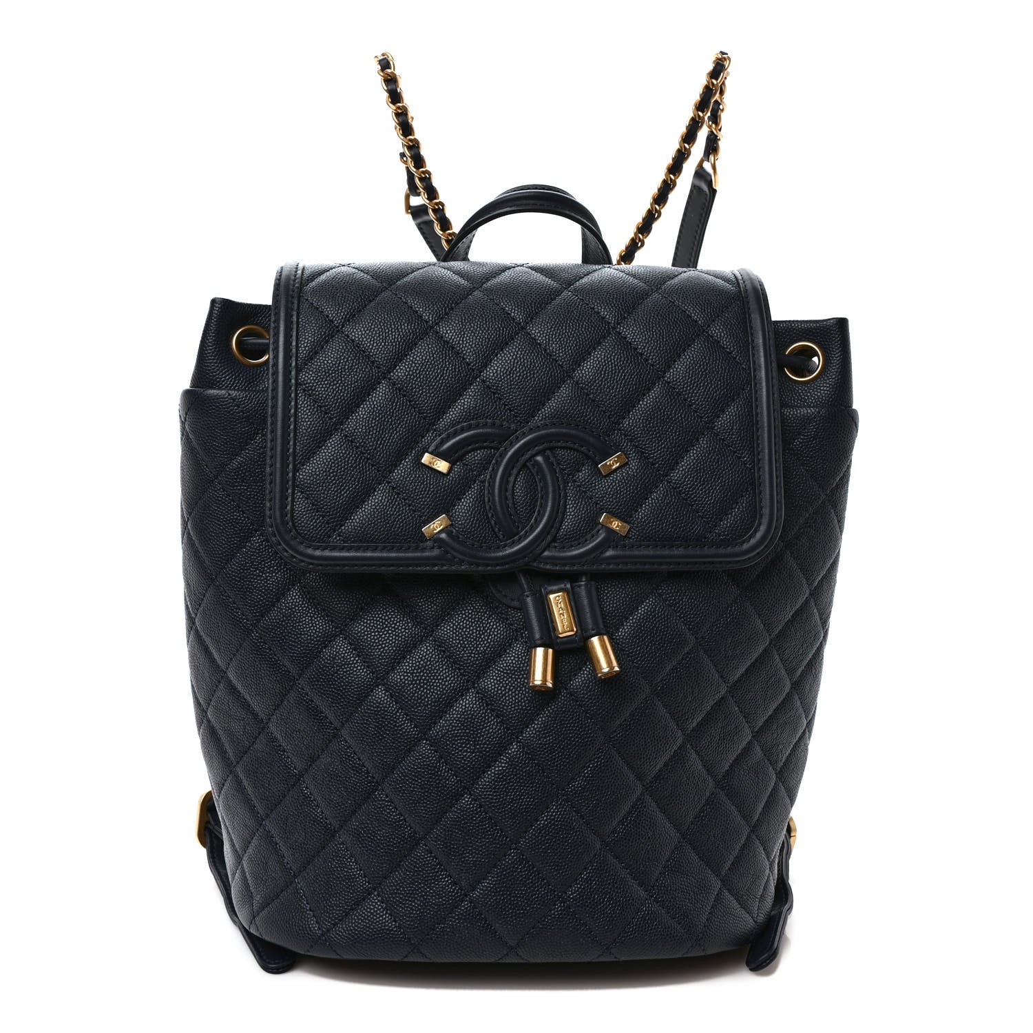 Chanel Caviar Quilted Filigree Backpack Navy 1 of 10