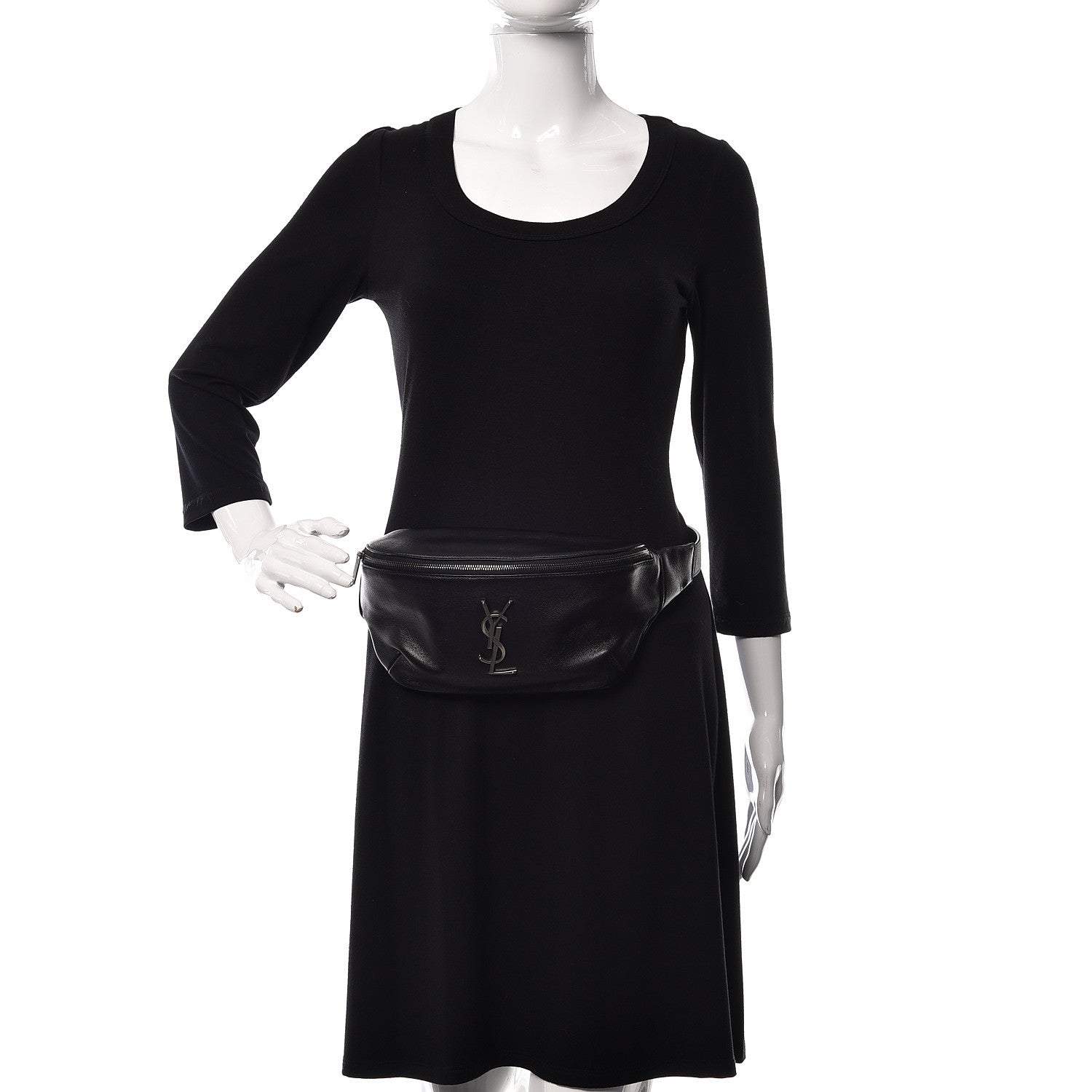 Saint Laurent Calfskin Monogram Belt Bag Black 2 of 14