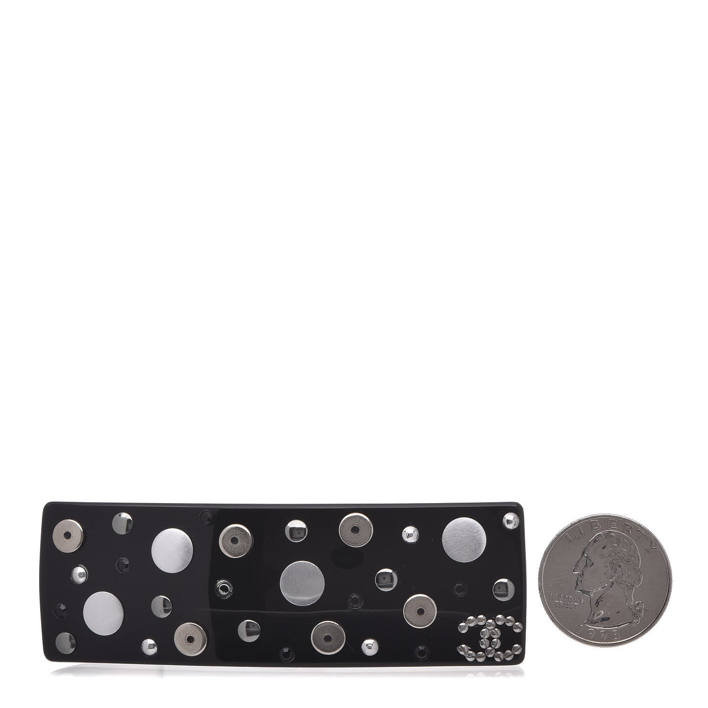 Resin Embellished CC Hair Clip Barrette Black