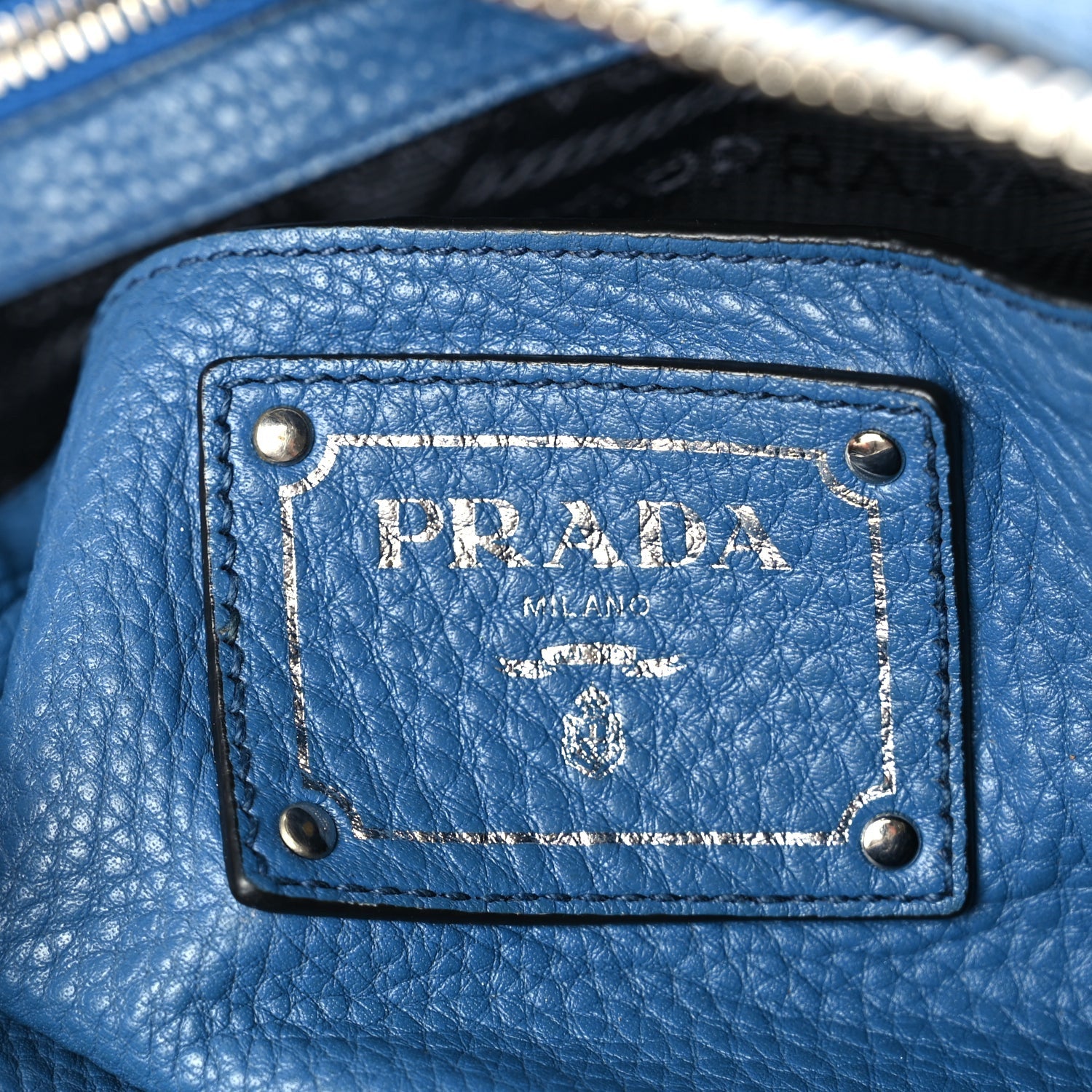 Prada Vitello Daino Shoulder Bag Cobalto 5 of 9