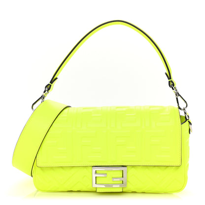 Fendi X MARC JACOBS Nappa FF 1974 Embossed Baguette Yellow Fluo 1 of 8