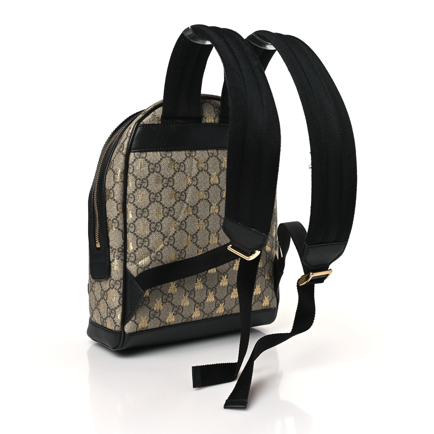 Gucci GG Supreme Monogram Bees Print Small Day Backpack Beige Oro Black 3 of 11