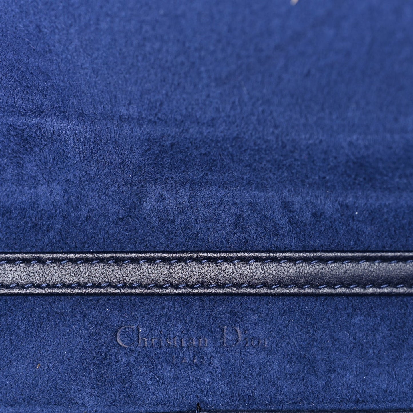 Grained Calfskin Diorama Wallet on Chain Pouch Blue