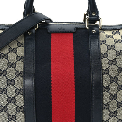 Gucci Monogram Selleria Calfskin Vintage Web Medium Boston Beige Blue 6 of 8