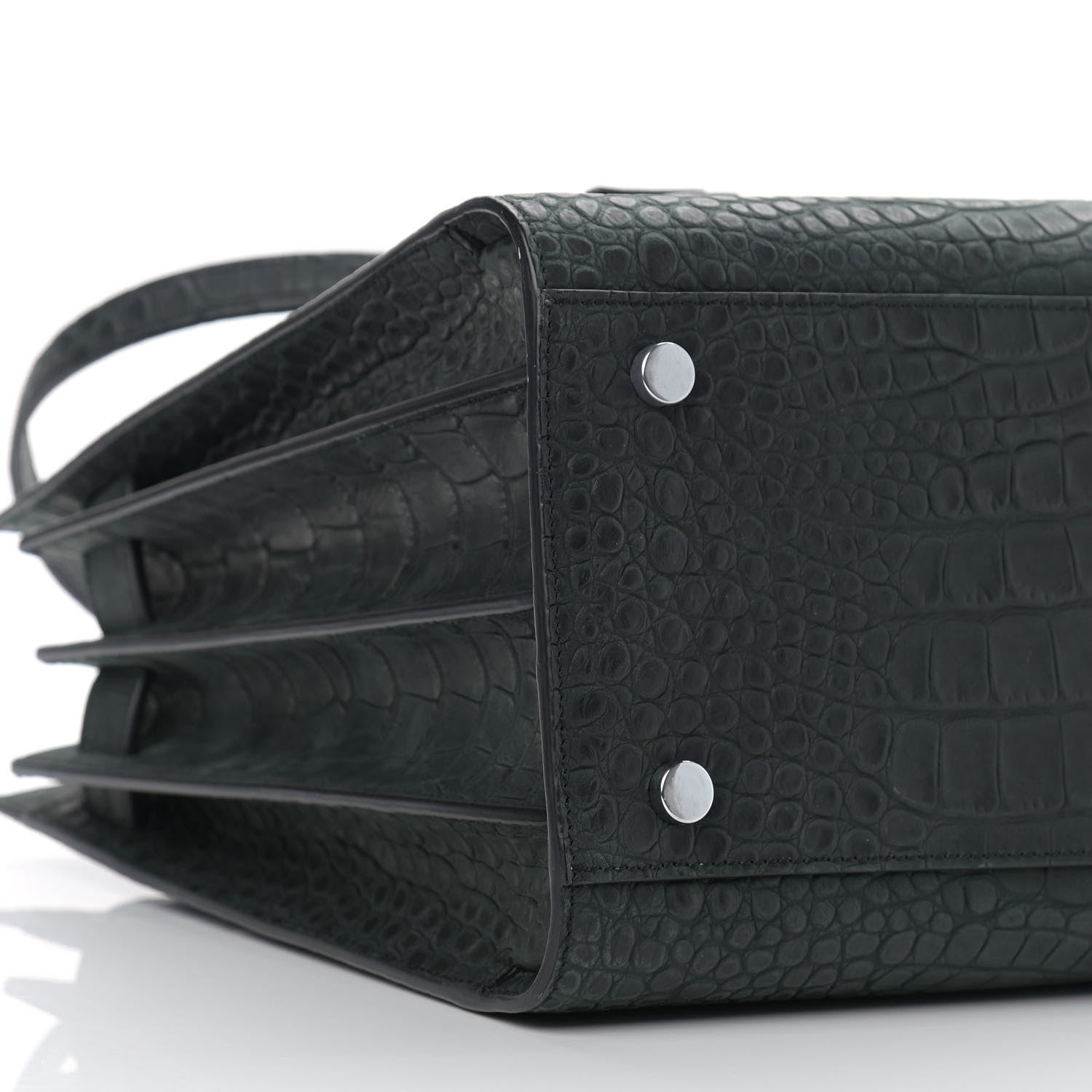 Saint Laurent Calfskin Crocodile Embossed Small Sac de Jour Black 7 of 11