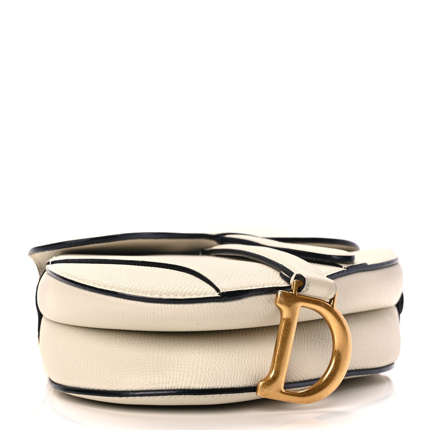 Christian Dior Grained Calfskin Mini Saddle Bag With Strap White 3 of 8