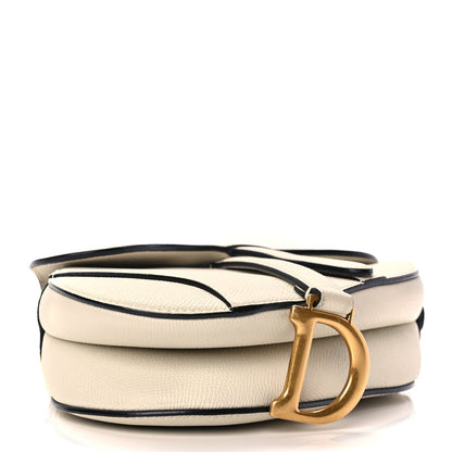 Christian Dior Grained Calfskin Mini Saddle Bag With Strap White 3 of 8