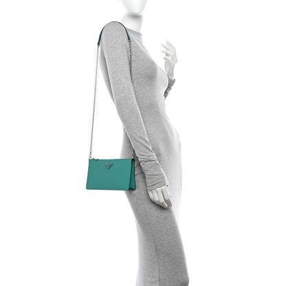 Prada Saffiano Vernice Chain Crossbody Bag Assenzio 2 of 11