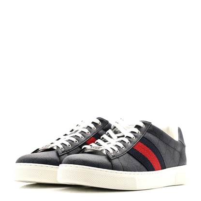 Gucci GG Supreme Monogram Web Mens New Ace Sneakers 8.5 Dark Blue 4 of 10
