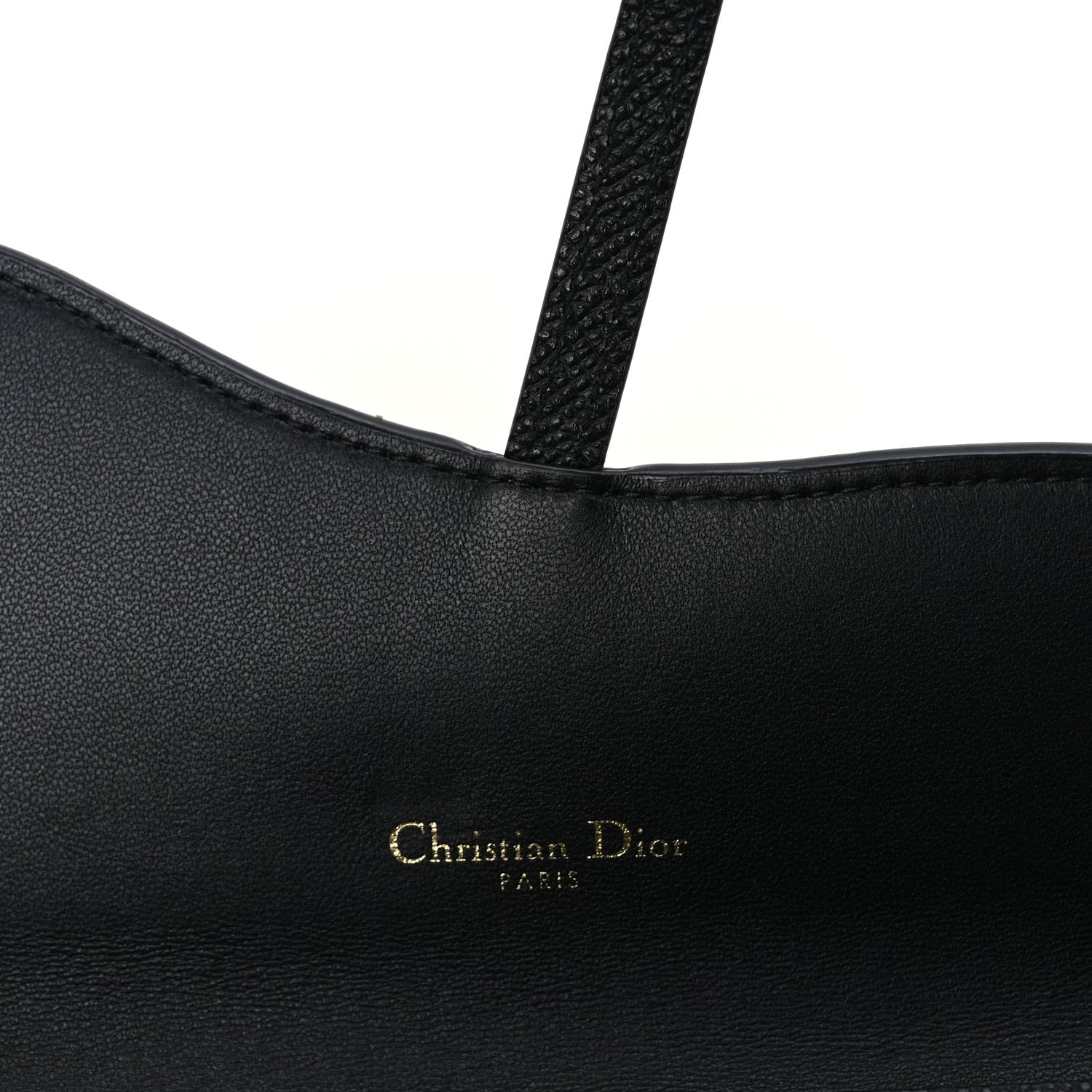 Christian Dior Grained Calfskin Saddle Chain Wallet Pouch  Black 5 of 8