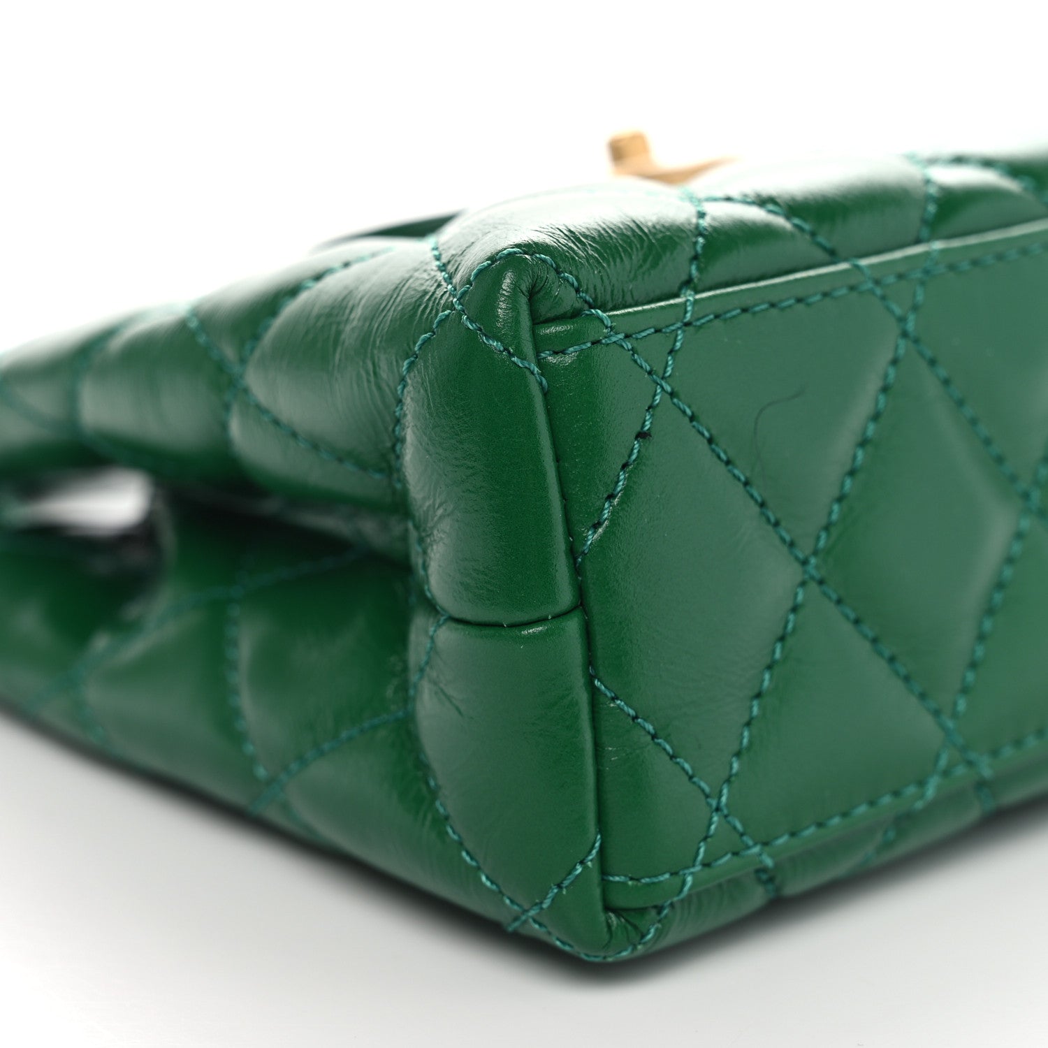 Chanel Shiny Aged Calfskin Quilted Nano Kelly Shopper Green 9 of 11