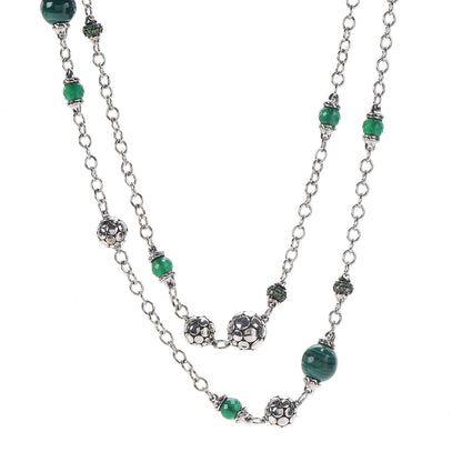 John Hardy Sterling Silver Malachite Dot Station Necklace 1 of 6