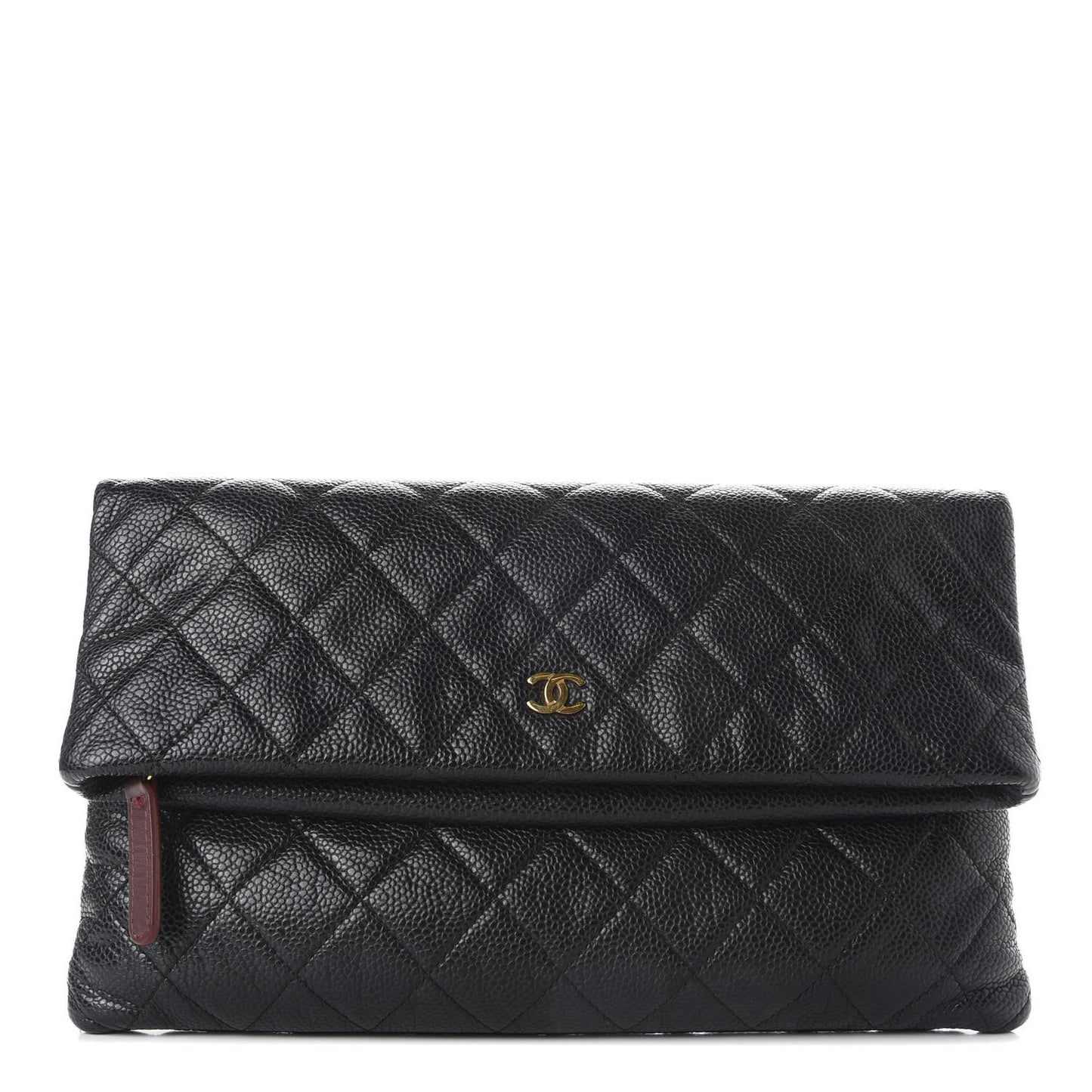 Caviar Quilted CC Beauty Clutch Black