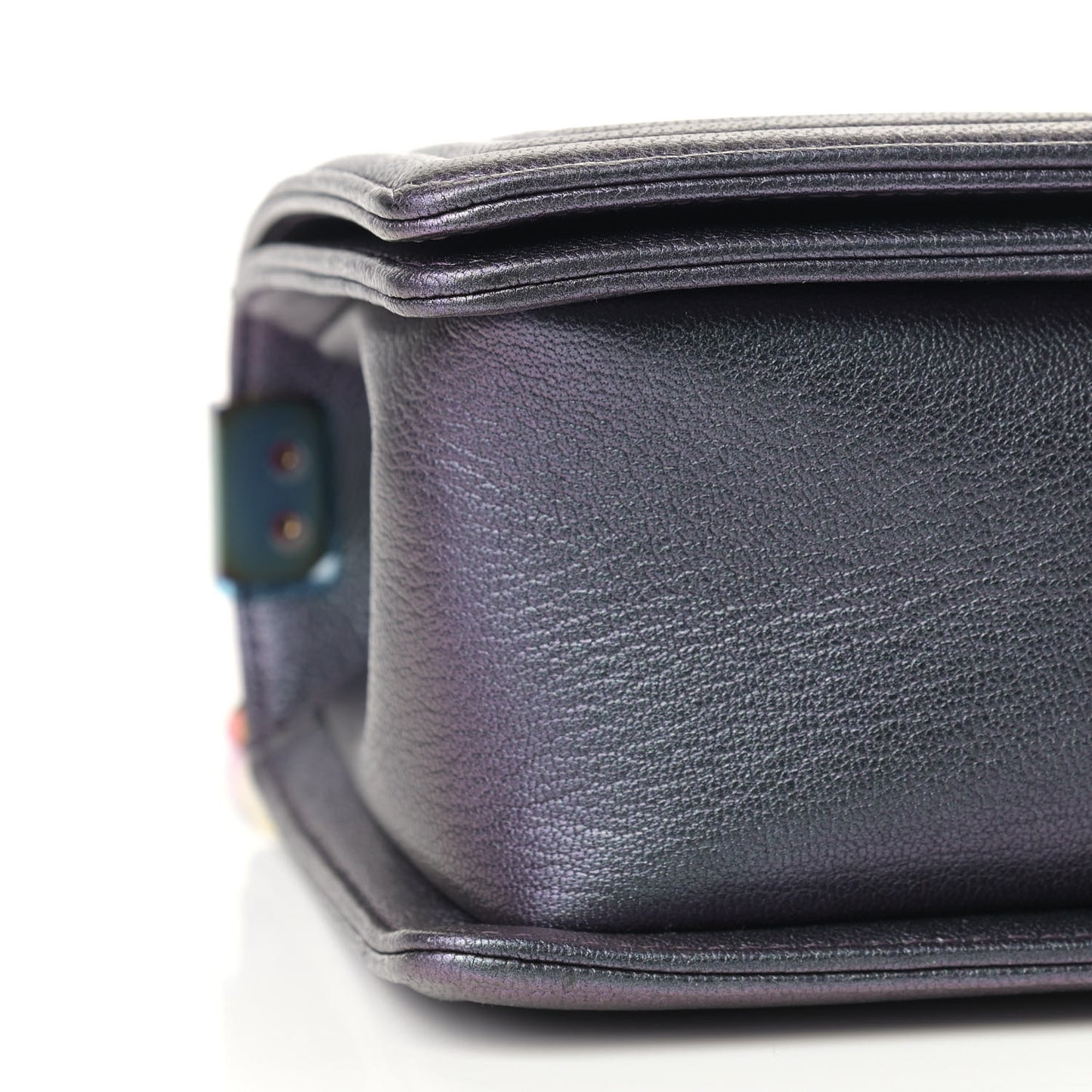 Iridescent Goatskin Quilted Medium Boy Flap Purple