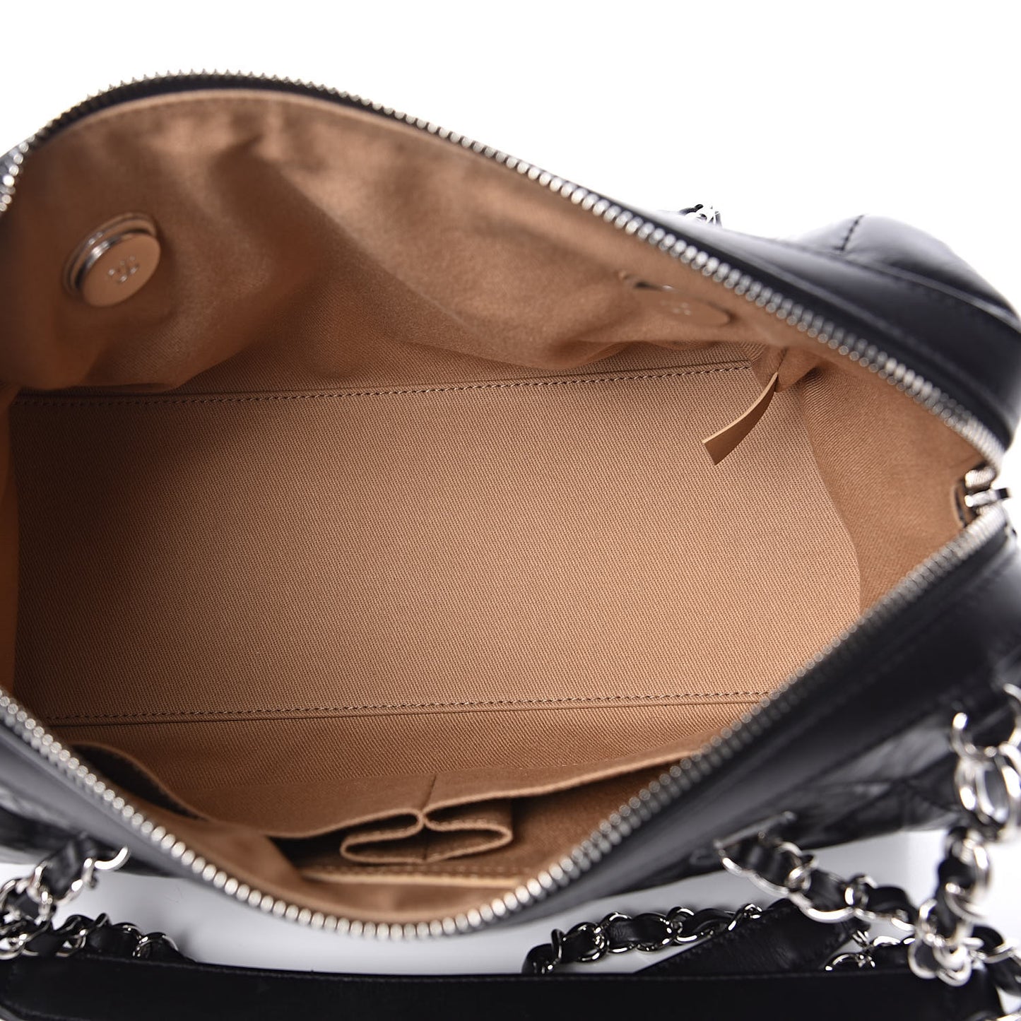 Calfskin Quilted Small CC Bowling Bag Black