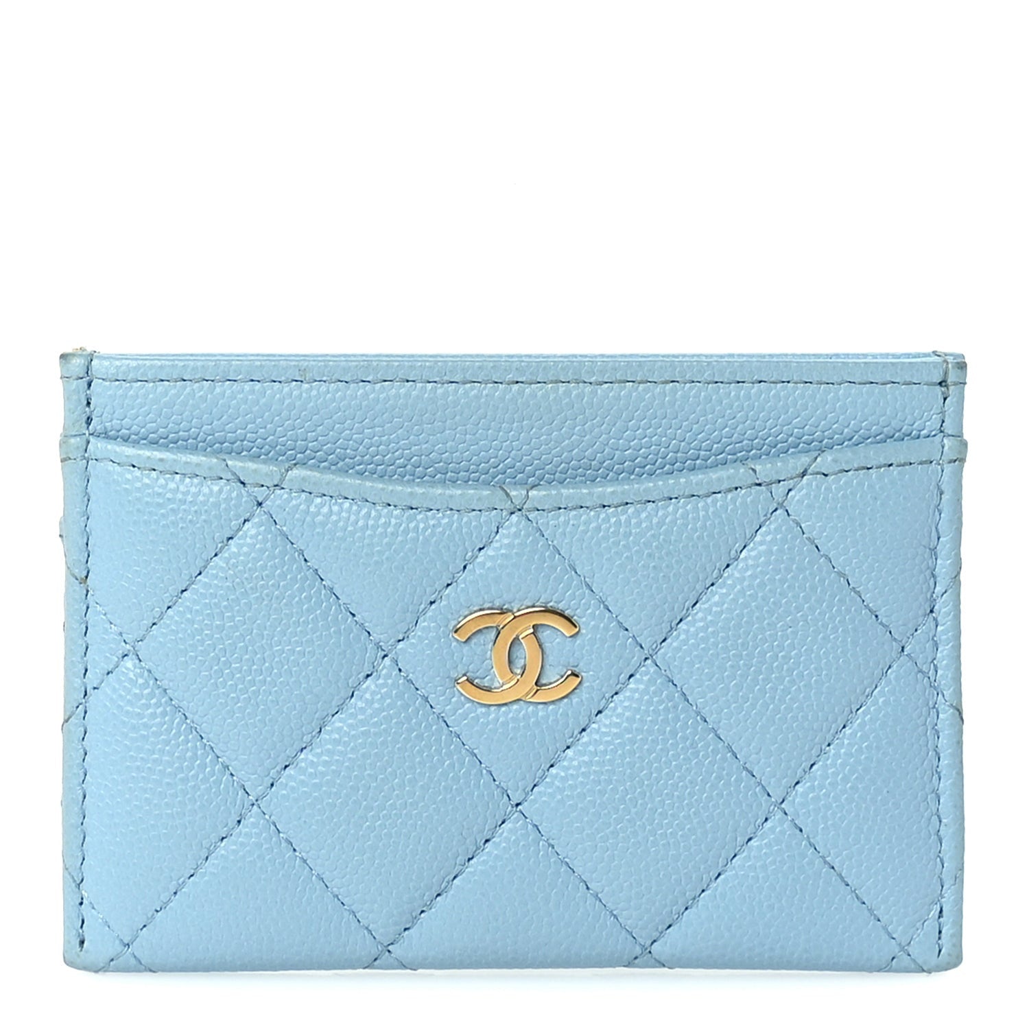 Chanel Caviar Quilted Card Holder Blue 1 of 8