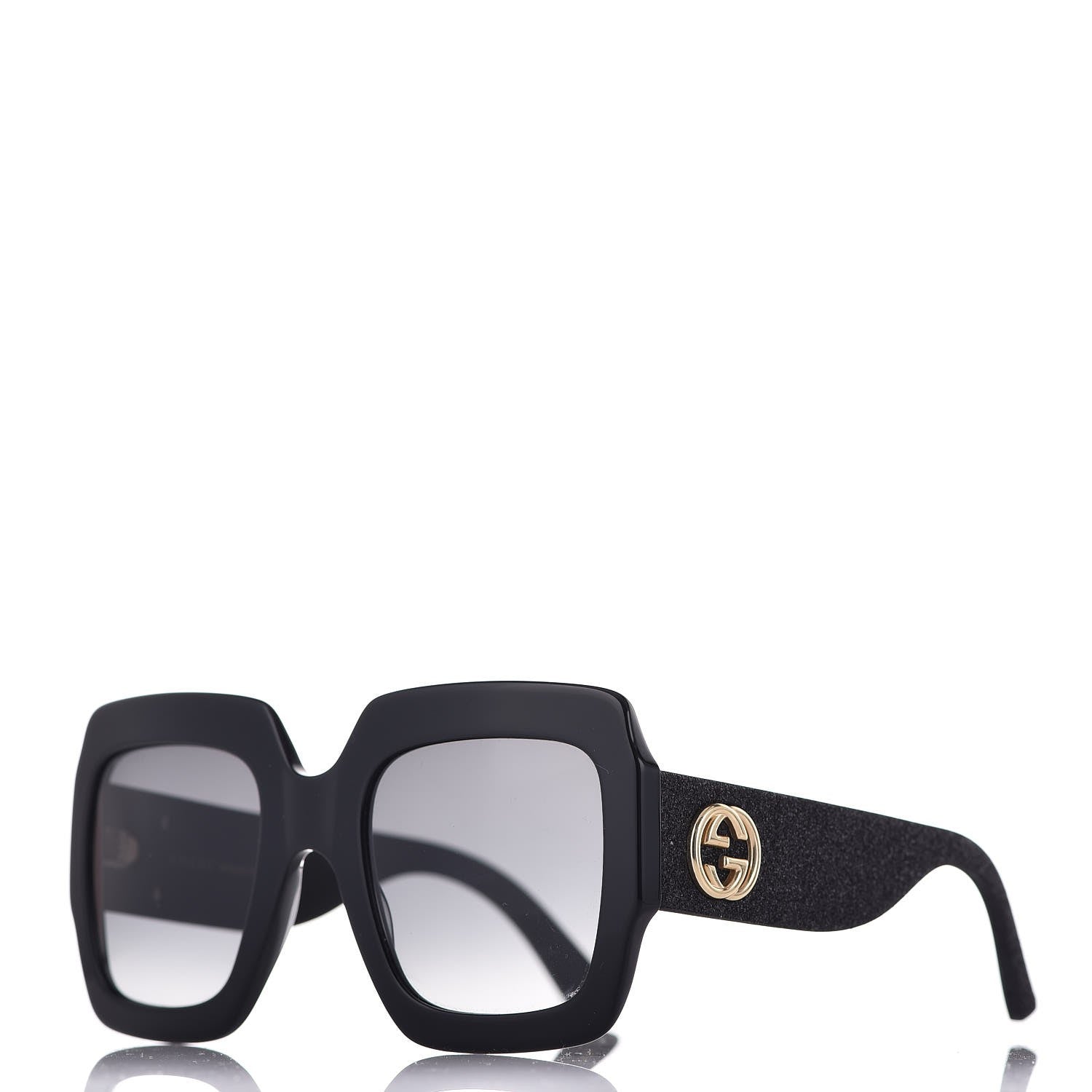 Gucci Square Frame Glitter GG0102S Sunglasses Black 1 of 9
