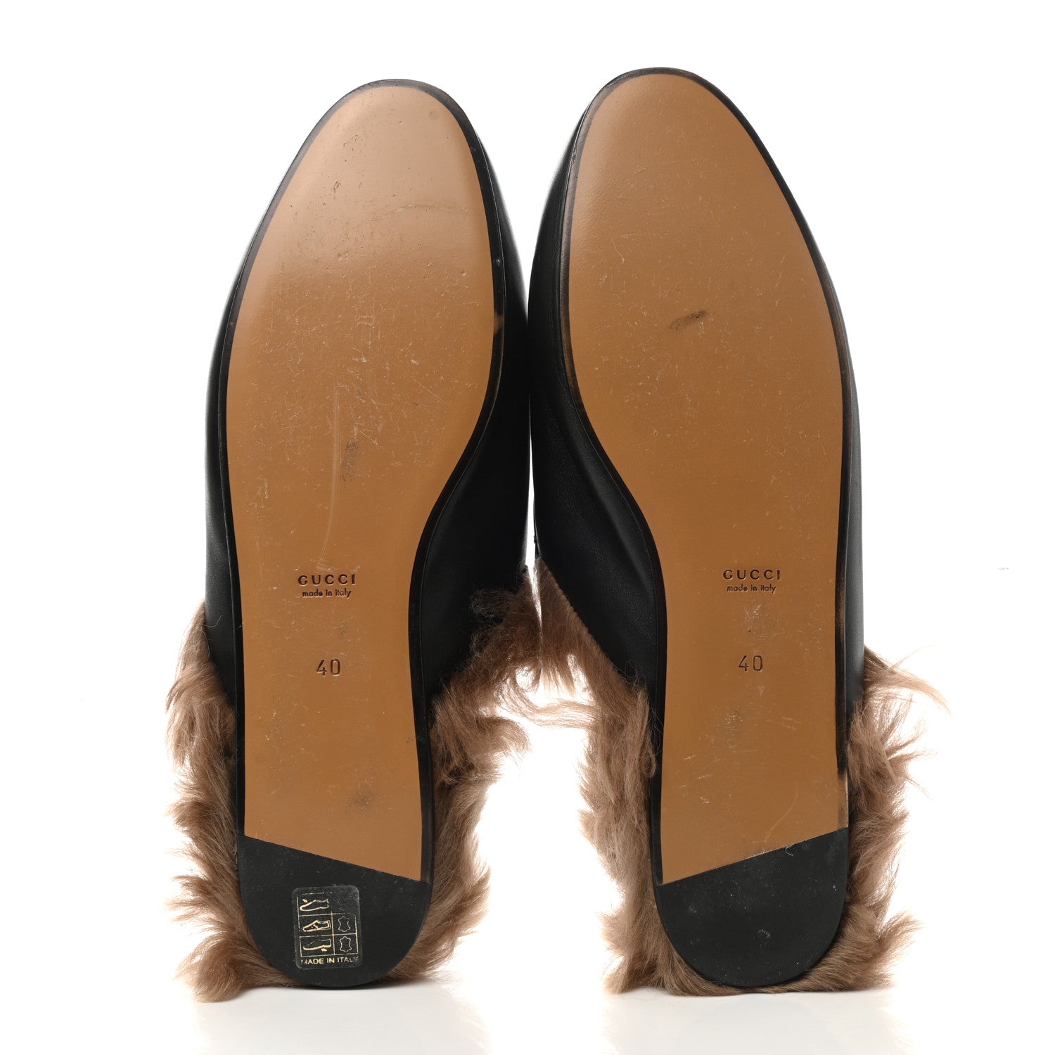 Gucci Calfskin Fur Womens Princetown Slippers 40 Black 5 of 10