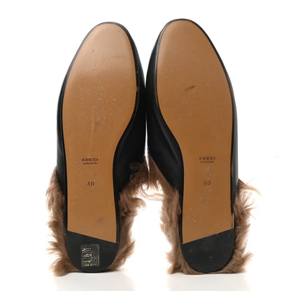 Gucci Calfskin Fur Womens Princetown Slippers 40 Black 5 of 10