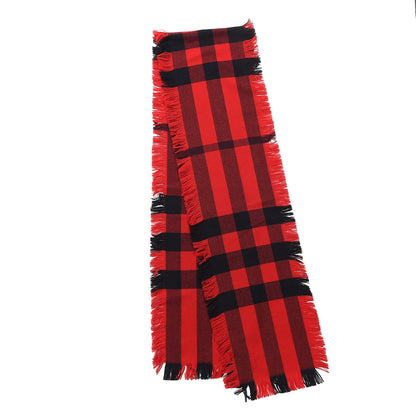 Burberry Wool Half Mega Check Fringe Scarf Red 3 of 4