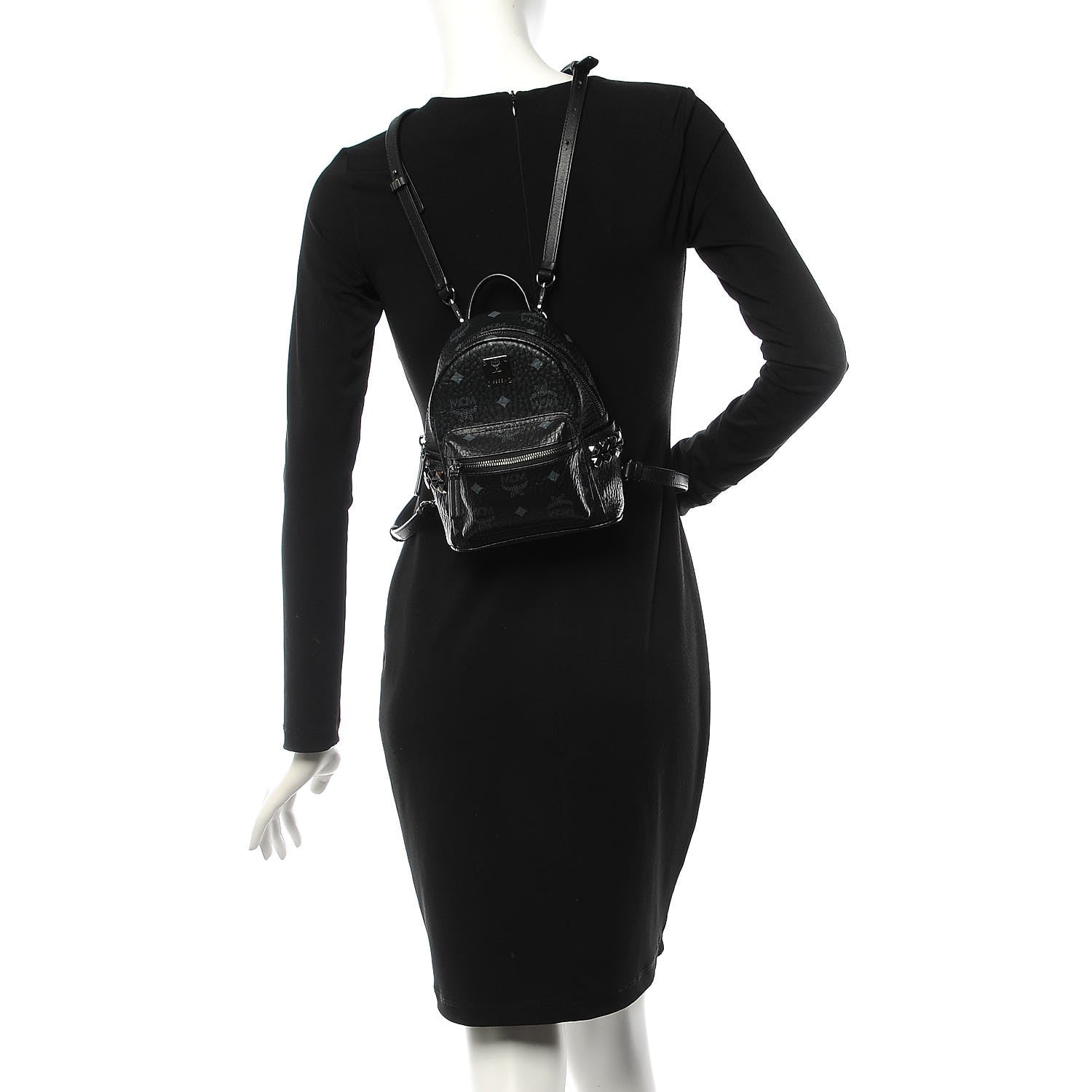 MCM Visetos Studded X-Mini Bebe Boo Backpack Black 2 of 10