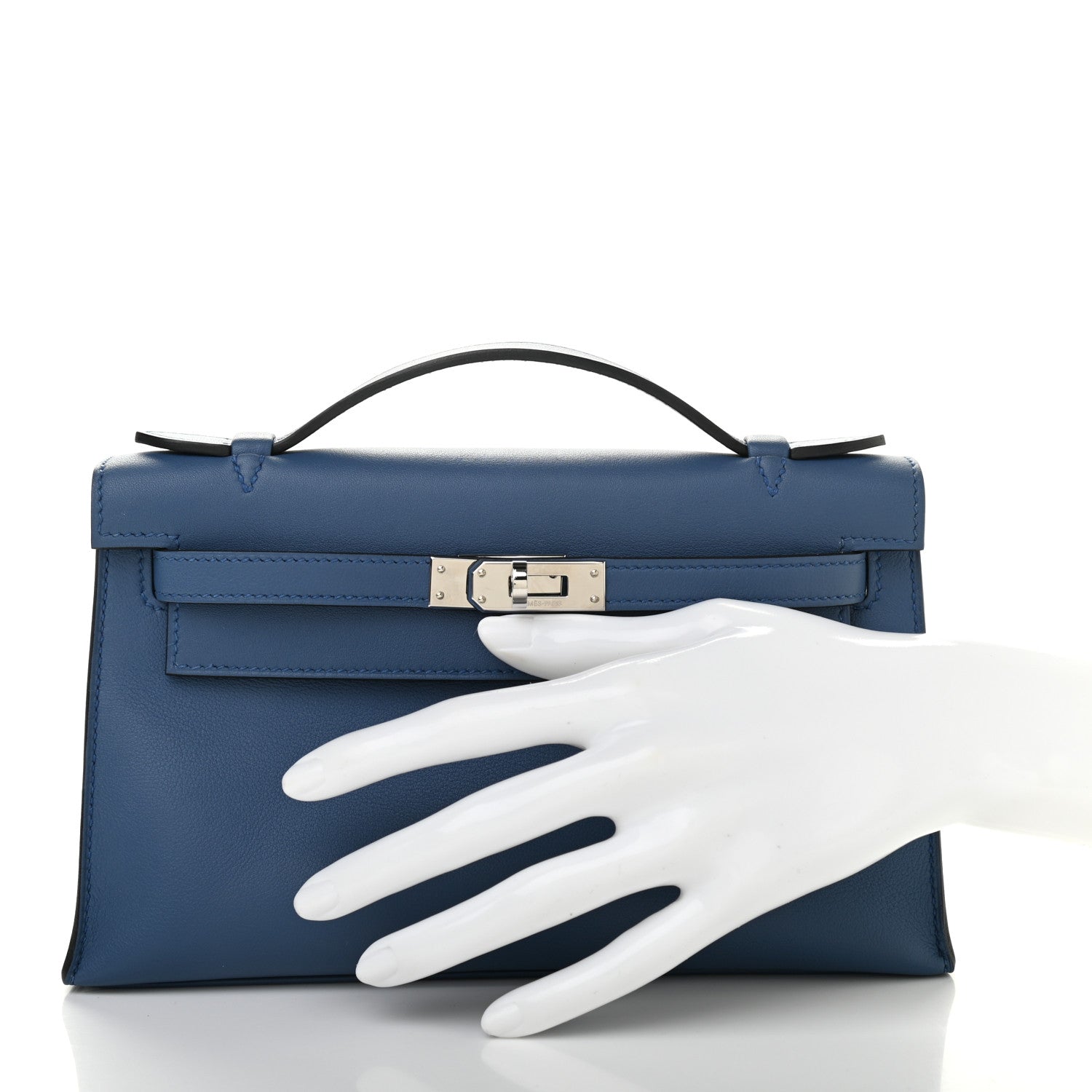 Hermes Swift Kelly Pochette Clutch Bleu Agate 2 of 11