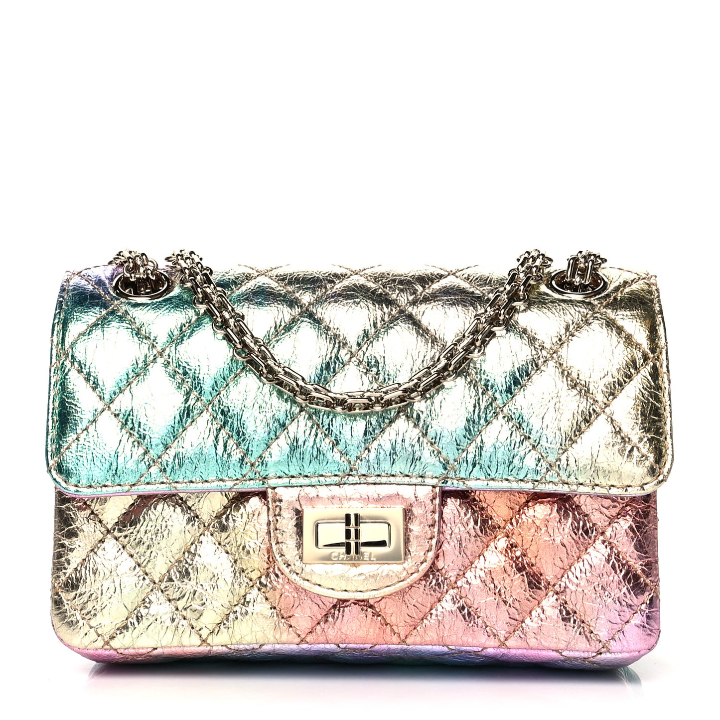 Metallic Goatskin Quilted Mini 2.55 Reissue Flap Multicolor