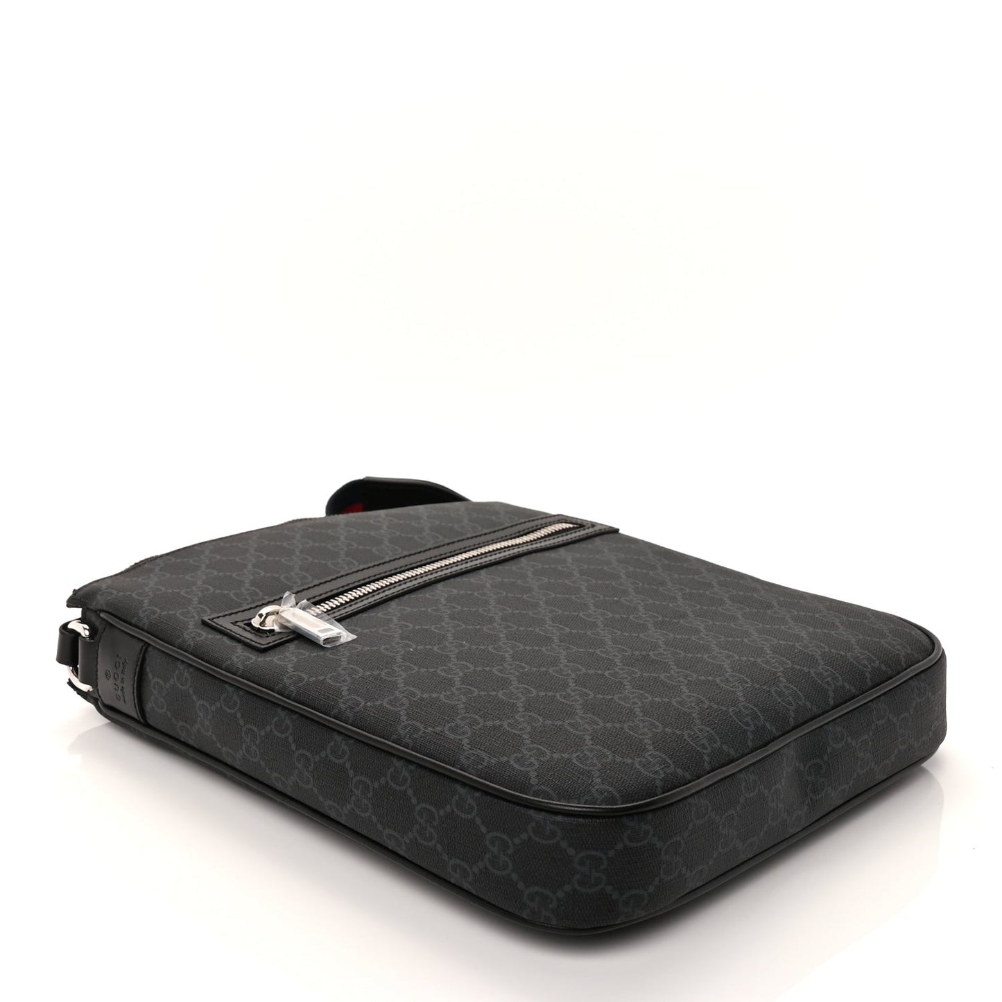 GG Supreme Monogram Appia Calfskin Web Large Messenger Bag Black Grey