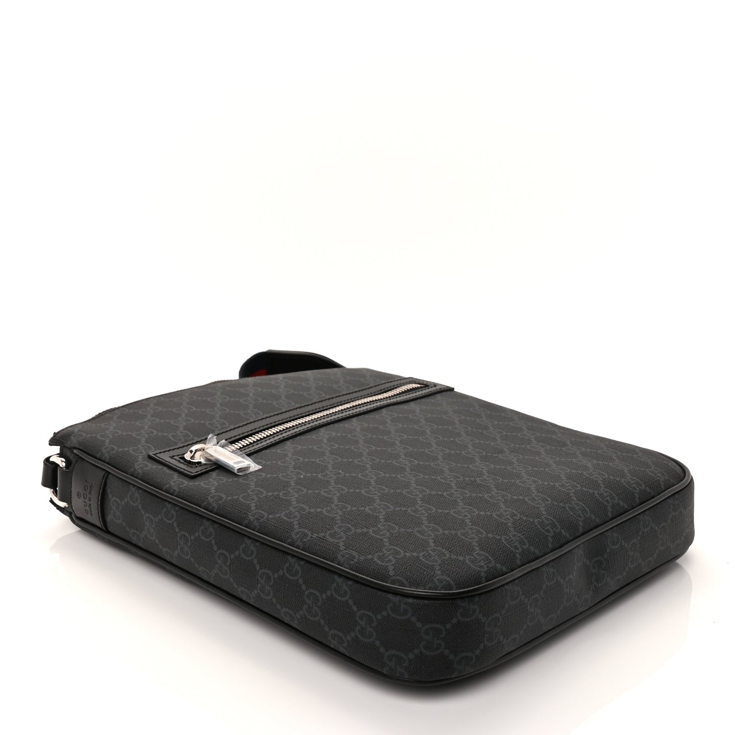 Gucci GG Supreme Monogram Appia Calfskin Web Large Messenger Bag Black Grey 3 of 8