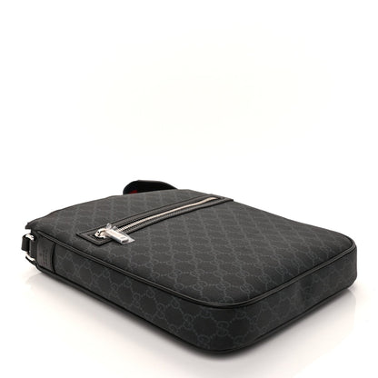 Gucci GG Supreme Monogram Appia Calfskin Web Large Messenger Bag Black Grey 3 of 8