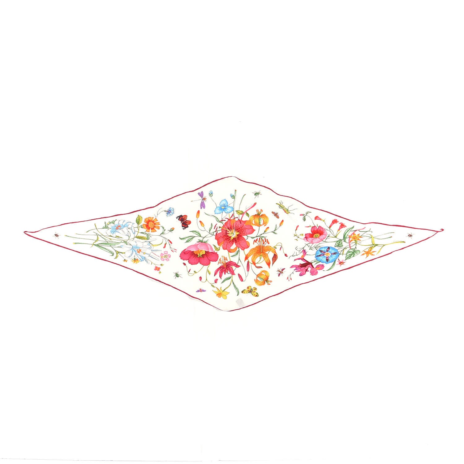 Gucci Silk Floral Triangle Scarf White Multicolor 1 of 3